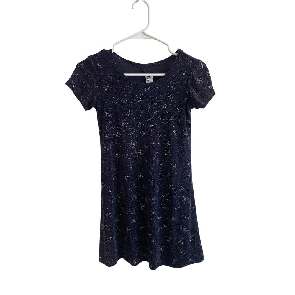 All That Jazz short sleeve navy blue firework glittery mini dress